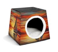 Sunrise Sailing Boat Pet Hut Comfortable Nest for Pets Space Capsule Warm Soft Indoor Pet Shelter Space Pet House for Indoor Cats Small Dogs and Medium Animal