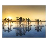 Sunrise Salt Harvesting Pond Large Canvas Wall Art Print