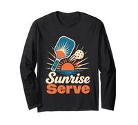 Sunrise Serve Retro Pickleball Paddle Player Long Sleeve T-Shirt