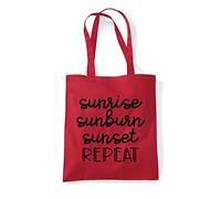 Sunrise sunburn sunset repeat summer statement [CM17 HAAS] tote shopping bag - Red