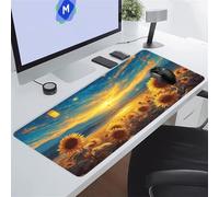 Sunrise Sunflowers Large Gaming Mouse Pad, XXL Extended Gamer Mouse Mat with Stitched Edges, 39.4x19.7x0.08 inch Non-Slip Rubber Base Gaming Desk Mat, Big Long Mousepad for Work, Game, Office, Home