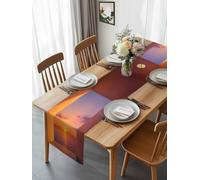 Sunrise Sunset at Sea Spatial Geometric Table Runner 108 Inches Long, Minimalist Washable Table Runners Heat-Insulation Kitchen Dining Table Decorations for Home Party Decor 13x108in
