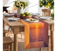 Sunrise Sunset at Sea Spatial Geometric Table Runner 120 Inches Long, Minimalist Washable Table Runners Heat-Insulation Kitchen Dining Table Decorations for Home Party Decor 13x120in