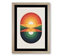 Sunrise Sunset Balance Geometric Framed Wall Art Print A3 (42×29.7cm) Oak, Wall Decor for Living Room, Bedroom, Office & Home, Ready to Hang, Art Gift