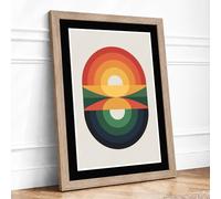 Sunrise Sunset Balance Geometric Framed Wall Art Print A4 (29.7×21cm) Oak, Wall Decor for Living Room, Bedroom, Office & Home, Ready to Hang, Art Gift