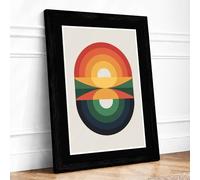 Sunrise Sunset Balance Geometric Framed Wall Art Print A4 Black