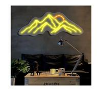 Sunrise Sunset Neon Lights Signs Personalized Custom Large LED Acrylic Light Up Neon Sign For Bedroom For Wall Decor Wedding Bar Party Outdoor Happy Birthday(Lemon yellow,40X14cm)