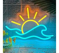Sunrise Sunset Neon Sign, Dimmable Sun Sea Wave LED Neon Light for Wall Decor, USB Powered Ocean Surf Neon Signs, Acrylic Sun Sign for Bedroom Living Room Bar Cafe Game Room Birthday Party Christmas