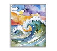 Sunrise Surf Ocean Wave Abstract, 16 x 20 Inch Framed Gi Print