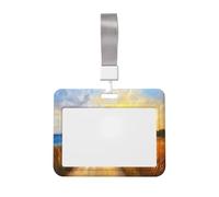 Sunrise The Road Leads to The Sea Sliding Id Badge Holder Hard Plastic Work Card Case Name Tag Protector for Nurses Office