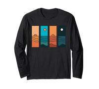 Sunrise to Moonlight Retro Vintage Coastal Landscape Long Sleeve T-Shirt
