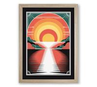 Sunrise Transcendence Art Deco Framed Wall Art Print A3 (42×29.7cm) Oak, Wall Decor for Living Room, Bedroom, Office & Home, Ready to Hang, Art Gift