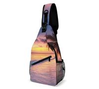 Sunrise Tropical Island Sling Bag for Men Women Crossbody Backpack Whisky And Cigar Crossbody Bag Chest Bags for Travel Sport