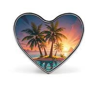 Sunrise Tropical Palm Tree Island Native American Tribes Lapel Pin - Heart Shape Brooch Pins for Men & Women Suit Accessories, 1" Lightweight Enamel Lapel Pins Buttons for Backpacks, Hats, Bags, Lanya