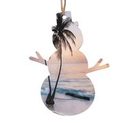 Sunrise Tropical Palm Tree Island -Print Christmas Wooden Ornaments 2PCS- Handmade Eco-Friendly Hanging Decor For Tree Gifts Holiday Festivities.