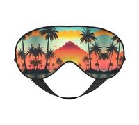 Sunrise Tropical Palm Tree Island Print Soft Eye Mask for Women Men Comfortable with Adjustable Strap for Travel Yoga Nap Shift Work