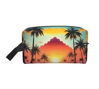 Sunrise Tropical Palm Tree Island Print Storage Bag，Zippered Storage Bags Travel Accessories Essential Toiletries Purse Pouch
