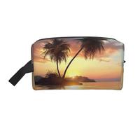 Sunrise Tropical Palm Tree Island Printed Makeup Bag Large Travel Cosmetic Bags Waterproof Cosmetic Case Toiletry Bag Organizer for Women Mom Girls