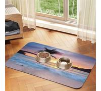 Sunrise Tropical Palm Tree Island Printed Pet Bowl Mats, Non-Slip And Tasteless Dog And Cat Feeding Mats