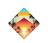 Sunrise Tropical Palm Tree Island Printing 10 Pcs Car Air Freshener Hanging Sheets Scented Hanging Sheets With Rope For Home