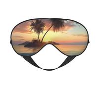 Sunrise Tropical Palm Tree Island Printing Sleep Mask for Women Men Double-Sided Print Soft Silk Eye Masks Eye Sleep Shade Cover