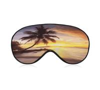 Sunrise Tropical Palm Tree Island Sleep Mask for Side Sleeper Light Blocking Night Blindfold Eye Shade Cover with Adjustable Strap Soft Breathable Zero Pressure Eye Masks for Travel Nap