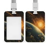Sunrise View of The Planet Earth from Space Funny ID Badge Holder with Detachable Neck Lanyards Vertical Card for Offices Men Women