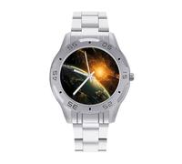 Sunrise View of The Planet Earth from Space Men's Business Watch Fashion Stainless Steel Wristwatches Custom Easy Read Watches for Women