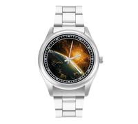 Sunrise View of The Planet Earth from Space Personalized Quartz Watch Stainless Steel Wrist Watches with Arabic Numerals for Men Women
