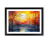 Sunrise Watercolour Framed Wall Art Print A2 Black