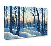 Sunrise Winter Forest Vol.1 Canvas Print | Gallery Wrapped 30mm Frame Wall Art | 30x20 inches | Ready to Hang | Contemporary Landscape Picture | Living Room Bedroom Lounge Office
