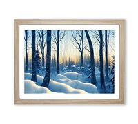 Sunrise Winter Forest Vol.1 Framed Print | A2 Oak Framed Wall Art | Ready to Hang | Modern Landscape Picture | Living Room Bedroom Lounge Office