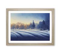 Sunrise Winter Forest Vol.2 Framed Print | A3 Oak Framed Wall Art | Ready to Hang | Modern Landscape Picture | Living Room Bedroom Lounge Office