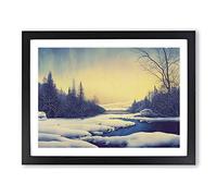 Sunrise Winter Forest Vol.3 Framed Print | A2 Black Framed Wall Art | Ready to Hang | Modern Landscape Picture | Living Room Bedroom Lounge Office