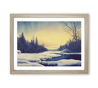 Sunrise Winter Forest Vol.3 Framed Print | A3 Oak Framed Wall Art | Ready to Hang | Modern Landscape Picture | Living Room Bedroom Lounge Office