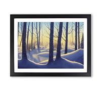 Sunrise Winter Forest Vol.4 Framed Print | A4 Black Framed Wall Art | Ready to Hang | Modern Landscape Picture | Living Room Bedroom Lounge Office