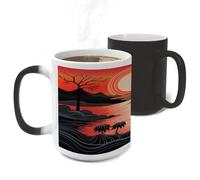 Sunrise with Flamingos Color Changing Mug Heat Changing Coffee Mug Funny Magic Cup Heat Sensitive Travel Mugs Novelty Coffee Cups Personalized Customized Gift for Men Women 11 Oz