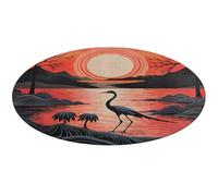 Sunrise with Flamingos Round Area Rug Non Slip Backing Doormat Water Absorbent Plush Throw Low-Pile Non-Slip Floor Mat Carpet for Living Room Bedroom Entryway Nursery Room 80 * 80cm