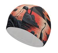 Sunrise with Flamingos Swim Cap for Women Men Swimming Hat Bath Waterproof Pool Caps for Long Thick Curly Hair