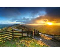 Sunrises and Sunsets England Mam Tor Peak District,1000 Piece Wood Jigsaw Puzzle-29.5"X19.7" 38x52CM