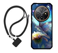 Sunrive Case compatible with Blackview Fort 2, Ultra Slim matte Soft Premium TPU Back Rubber Bumper Protector Patterns Cover(Butterfly,flower)+1 x Phone Lanyard