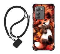 Sunrive Case compatible with Blackview Fort 200, Ultra Slim matte Soft Premium TPU Back Rubber Bumper Protector Patterns Cover(Maple Leaf Fox)+1 x Phone Lanyard