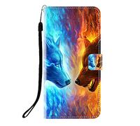 Sunrive Case compatible with Blackview Wave 9C, PU Leather Phone Holster Case Card Slot Flip Wallet Stand Function gel magnetic Protective Skin Cover (Q Wolf 4)