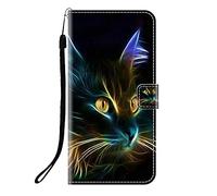 Sunrive Case compatible with Blackview Wave 9C, PU Leather Phone Holster Case Card Slot Flip Wallet Stand Function gel magnetic Protective Skin Cover (Q Cat 6)