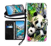 Sunrive Case compatible with Doogee Note 56/56 Pro/56 Plus, PU Leather Phone Holster Case Card Slot Flip Wallet Stand Function gel magnetic Protective Skin Cover (Waterfall panda B1)