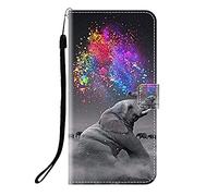 Sunrive Case compatible with Honor 90 Lite, PU Leather Phone Holster Case Card Slot Flip Wallet Stand Function gel magnetic Protective Skin Cover (Q Elephant 2)