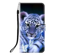 Sunrive Case compatible with Honor 90 Lite, PU Leather Phone Holster Case Card Slot Flip Wallet Stand Function gel magnetic Protective Skin Cover (Q tiger)