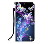 Sunrive Case compatible with Honor 90 Lite, PU Leather Phone Holster Case Card Slot Flip Wallet Stand Function gel magnetic Protective Skin Cover (Q Butterfly 2)