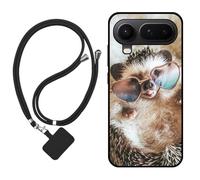 Sunrive Case compatible with Honor Magic8 Pro Air, Ultra Slim matte Soft Premium TPU Back Rubber Bumper Protector Patterns Cover(hedgehog)+1 x Phone Lanyard