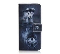 Sunrive Case compatible with Honor X6d 5G/500 Smart 5G,Sunrive PU Leather Phone Holster Case Card Slot Flip Wallet Stand Function gel magnetic Protective Skin Cover (Wolf and dog)